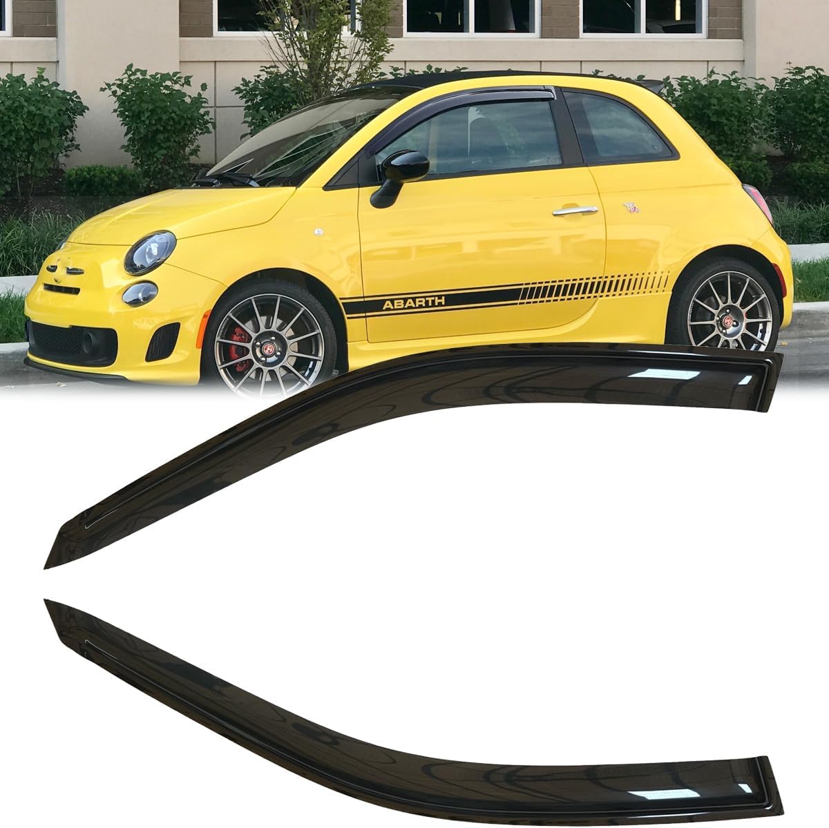4pcs Original Shatterproof Rainproof Side Window Wind Deflectors for 2011-2017 Fiat 500,Rain Guards,Window Visors for Cars,Vent Deflector 92385