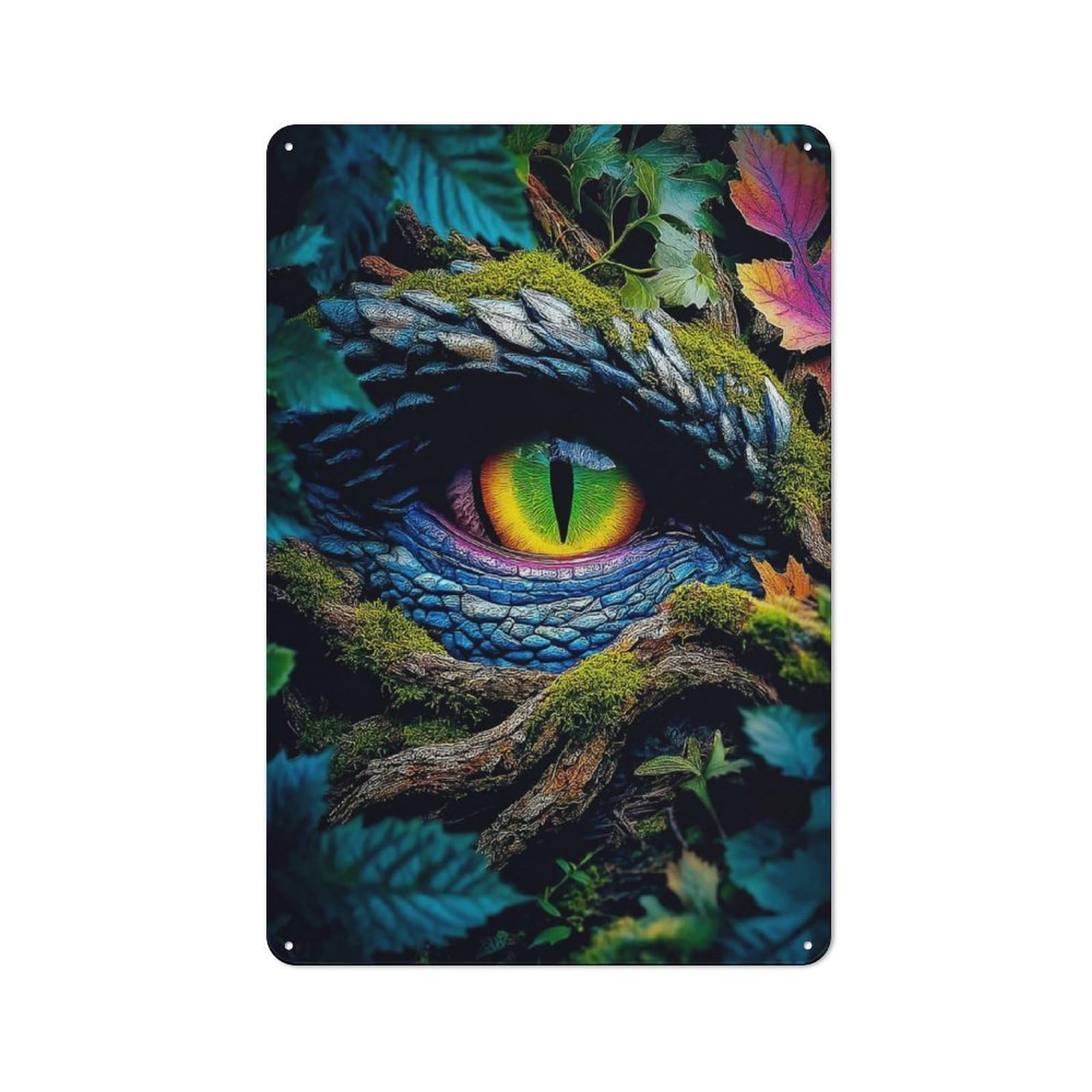Junmoney Dragon's Eye In The Forest -4 Tin Wall Plaque 30X20cm With For Café Or Restaurant, Suited To Restaurant Decor Fans