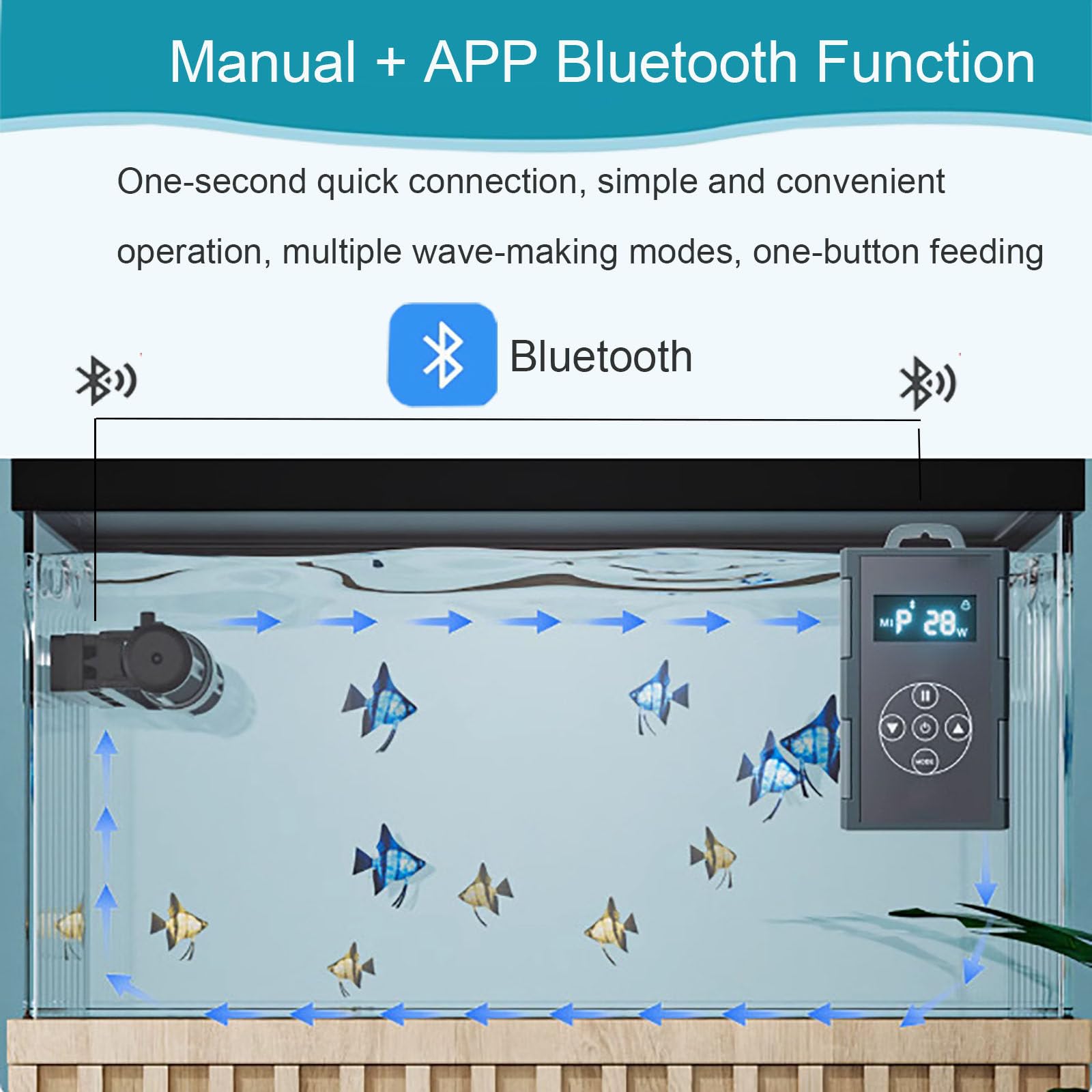 Bomba de Onda de Acuario, Bomba de circulación magnética para Acuario, Velocidad múltiple con Controlador, Velocidad de Flujo de Agua Ajustable, Adecuada para Agua Dulce ()