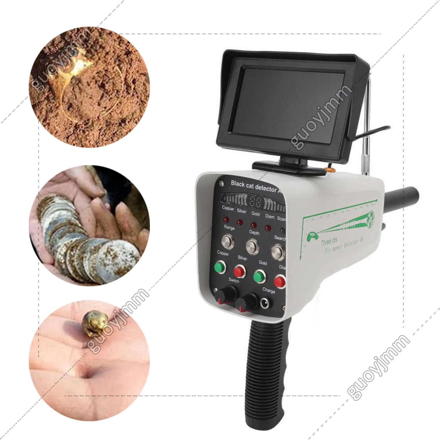 Détecteur de métaux, scanner souterrain pour or, argent, cuivre et diamants, profondeur de 30 m, portée de détection de 1000 m avec écran