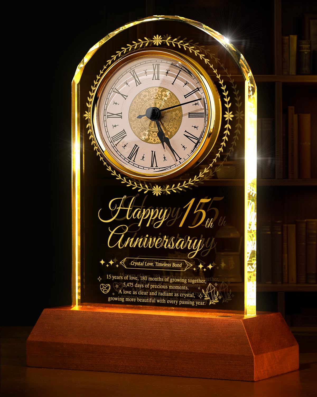 15th Wedding Anniversary Crystal Clock Gifts