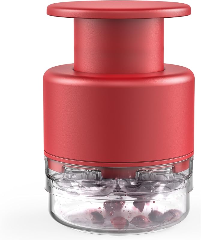 Cherry Pitter Multi 7 en 1 herramienta de acero inoxidable para deshuesar cerezas, descorazonador de cerezas para hacer mermelada de cerezas (rojo)