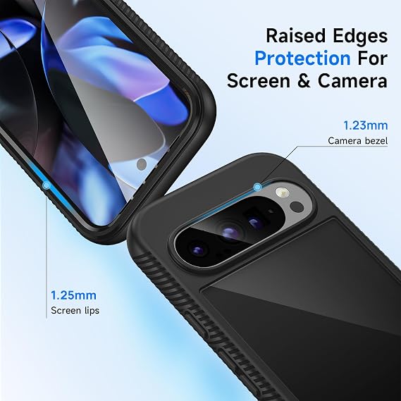 seacosmo for Google Pixel 9/10 Case, Google 9/10 Pro Cases with Screen Protector, Full Body Shockproof Military Protective Slim Fit Bumper Phone Cover Case for Pixel 9/9 Pro/10/10 Pro, Black