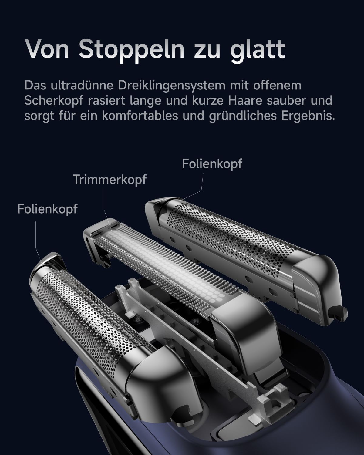 Laifen P3 Pro Elektrorasierer Geschenkset, inkl. Reise-Etui & Anti-Rutsch-Pad, 3-Klingen-System, Patentierter 12.000 CPM Linearmotor, CNC-Unibody-Alu, 100 Min. Laufzeit, Ideal für Reisen (Königsblau)