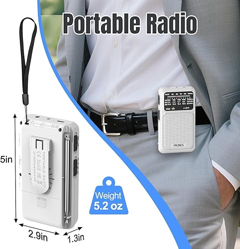 Miniatura 3 de PRUNUS J-211 Portable Radio AM FM with USB Charging and AA Battery Operated, Transistor Radio, Strong Reception& Clear Speaker, Headphone Jack, Back