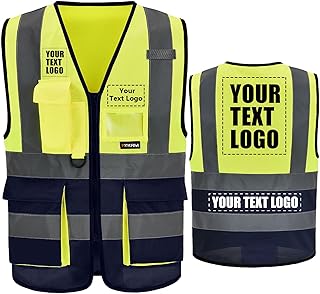 AYKRM chaleco de cremallera alta visibilidad trabajo reflectantes seguridad multibolsillos personalizado 21 colores