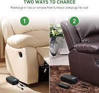 NOPWOK 2500 mAh Univerzális Akkumulátor Szett Elektromos Relax Fotelekhez, Kanapékhoz, Emelő Székekhez, 2-Tűs Csatlakozással, Újratölthető 4