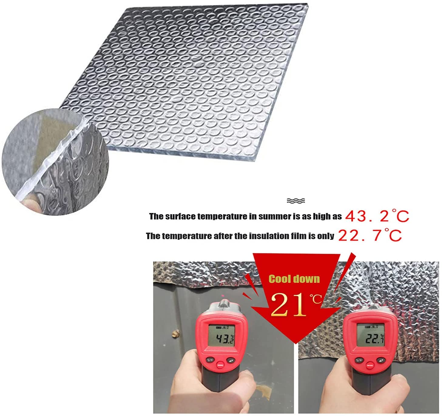 Warstwa aluminiowa folia bąbelkowa rolka izolacyjna wodoodporna samoprzylepna zatrzymująca ciepło na ścianę loftu łódź przyczepa kempingowa dom szopa 5 mm grubość (rozmiar: 1 * 15 M)