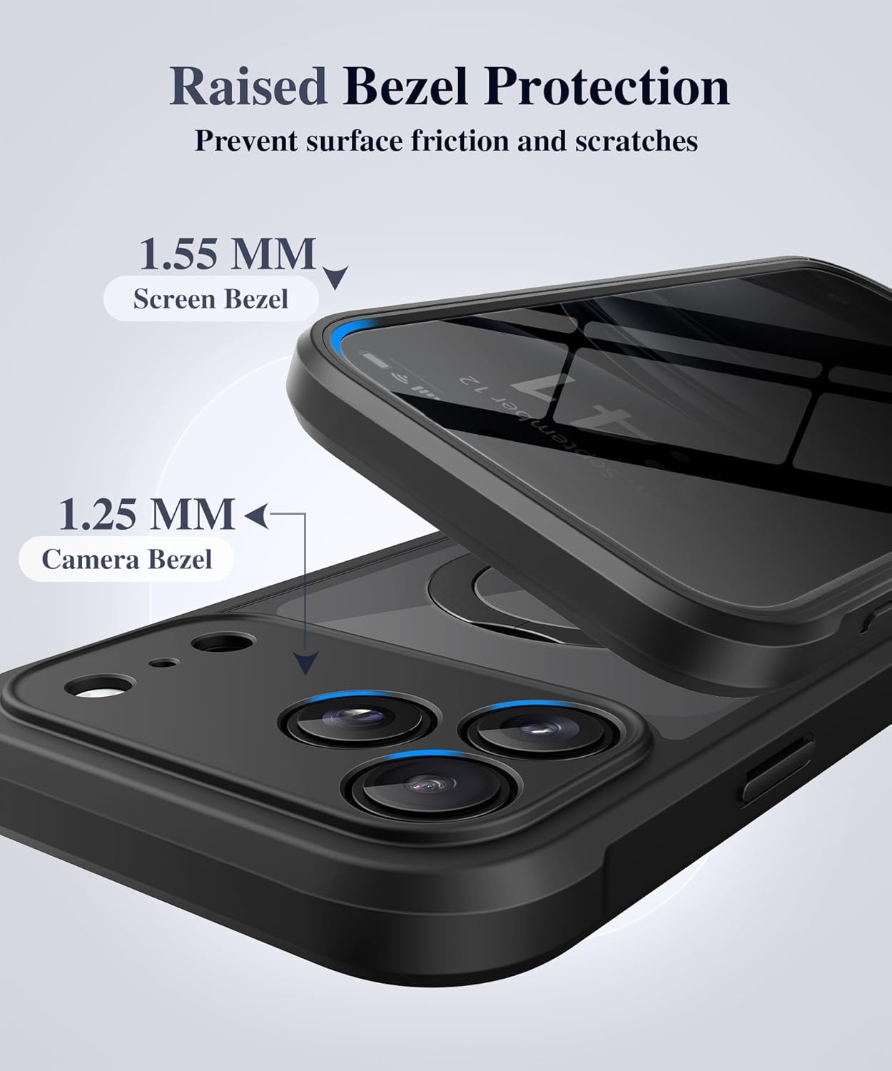 BERFY for iPhone 17 Pro Max Case, Compatible with MagSafe, Built in Privacy Screen Protector, Shockproof Full Body Phone Case for 17 Pro Max with Magnetic Stand, Clear Black