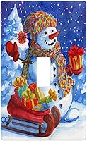 Vista 74 de Cubierta de interruptor de luz dúplex de 1 banda, cubierta decorativa de Navidad con copos de nieve rojos, placa frontal decorativa para cocina