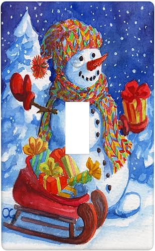 Miniatura 74 de Cubierta de interruptor de luz dúplex de 1 banda, cubierta decorativa de Navidad con copos de nieve rojos, placa frontal decorativa para cocina