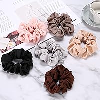 Vista 7 de Lolalet Coleteros para Mujeres, Lazos de Cabello de Satén Más Suaves que la Seda para Dormir, Soporte Grande de Cola de Caballo Scrunchie con Bandas