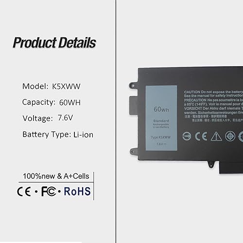 Miniatura 3 de K5XWW - Batería para laptop compatible con Dell Latitude 13 7389 7390 P29S001 P29S002 Latitude 12 5000 5289 2 en 1 L3180 E5289 Series 451-BBZC 6CYH6