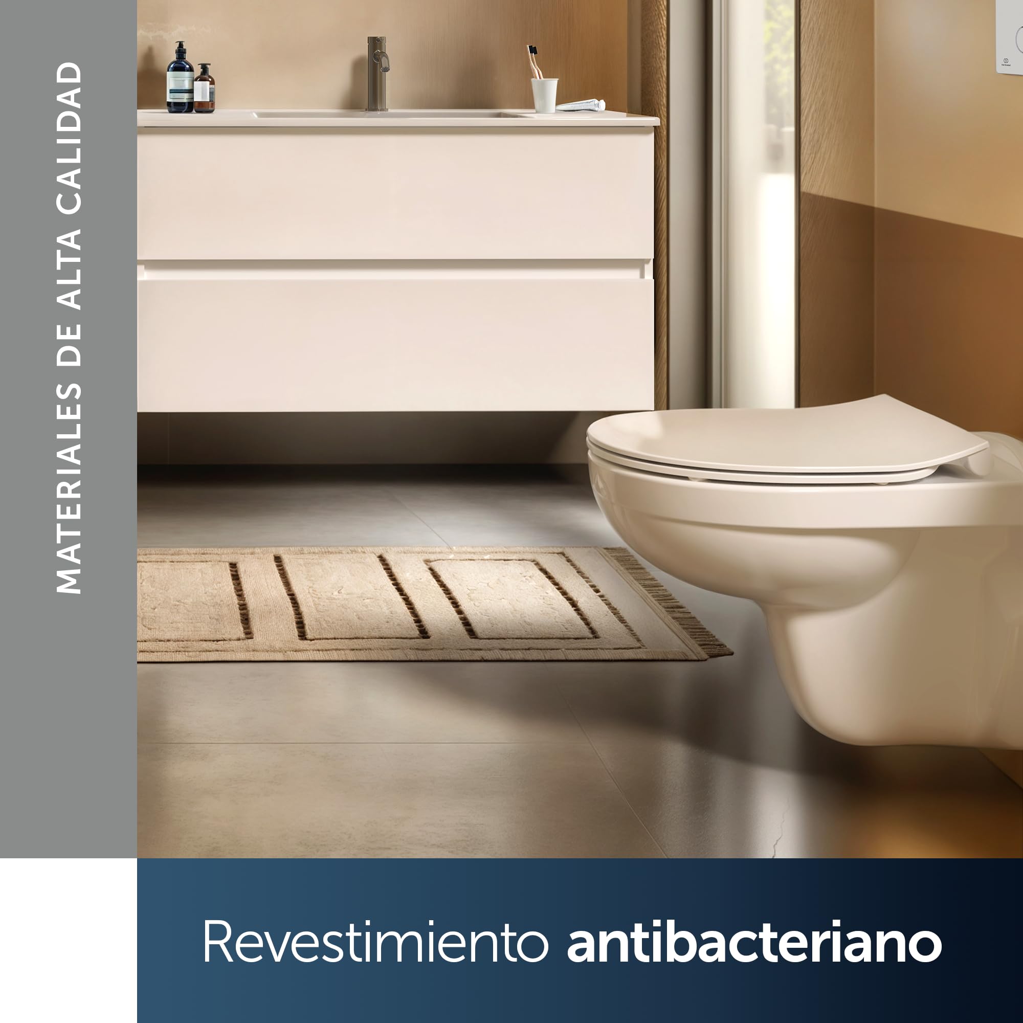 Ideal Standard Universal asiento de inodoro, Slim – Blanco (Smartguard+) | Con mecanismo de cierre suave (Softclose), asiento ovalado extraíble para una limpieza sencilla, antibacteriano, E3746HY