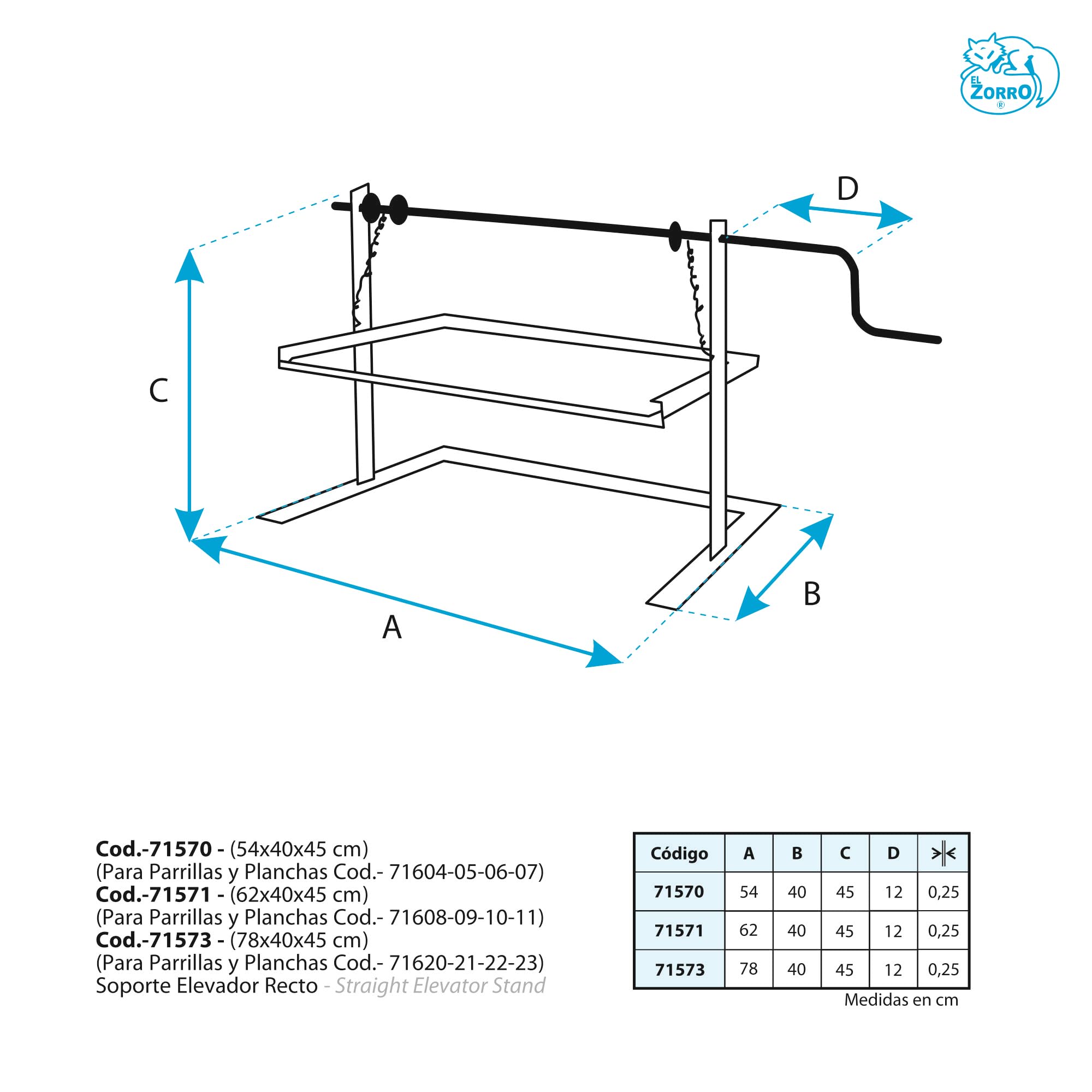 Imex El Zorro 71571 - Soporte elevador (recto, 62 x 42 x 43 cm)