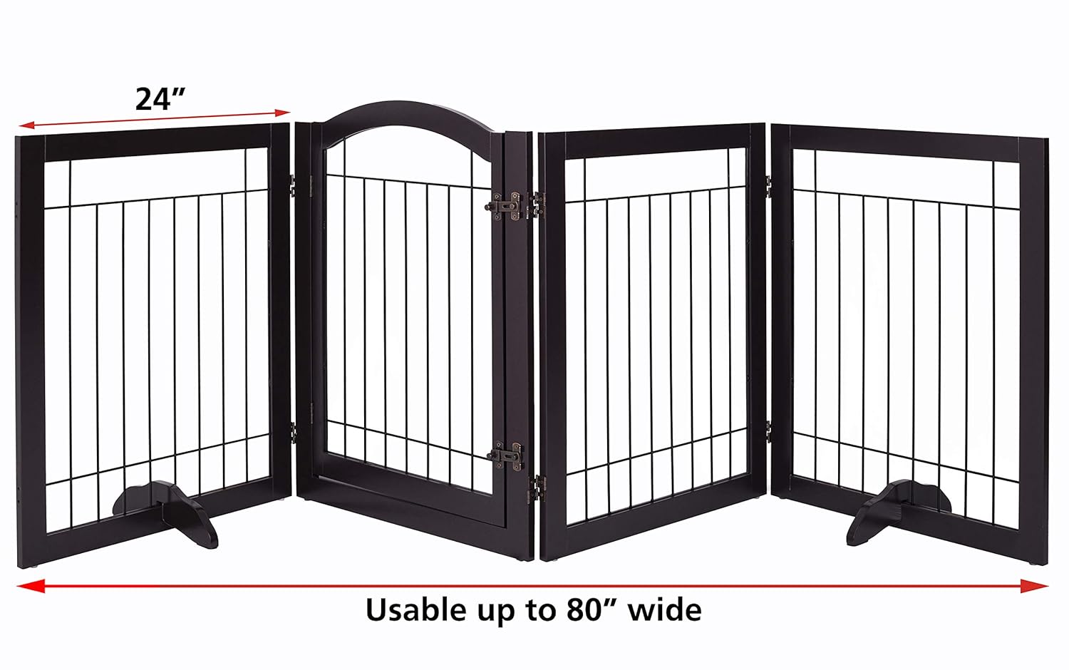 Black Friday - 80% OFF SPIRICH 96-inch Extra Wide 30-inches Tall Dog gate with Door Walk Through, Freestanding Wire Pet Gate for The House, Doorway, Stairs, Pet Puppy Safety Fence, Support Feet Included(Espresso)