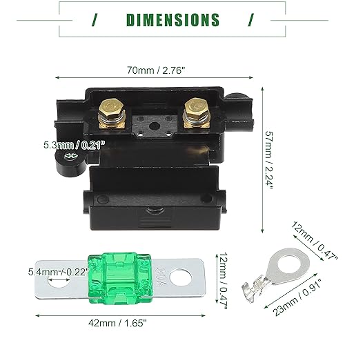 Miniatura 3 de Motoforti ANS - Kit de portafusibles para sistema de batería doble, portafusibles ANS, fusible de 30 amperios, terminales de tubo, funda
