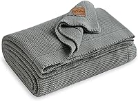 Dalisa Alina Boho Vintage Knit Throw Blanket - 100% GOTS Certified Organic Turkish Cotton, Green 50x60 for Couch Bed Decor