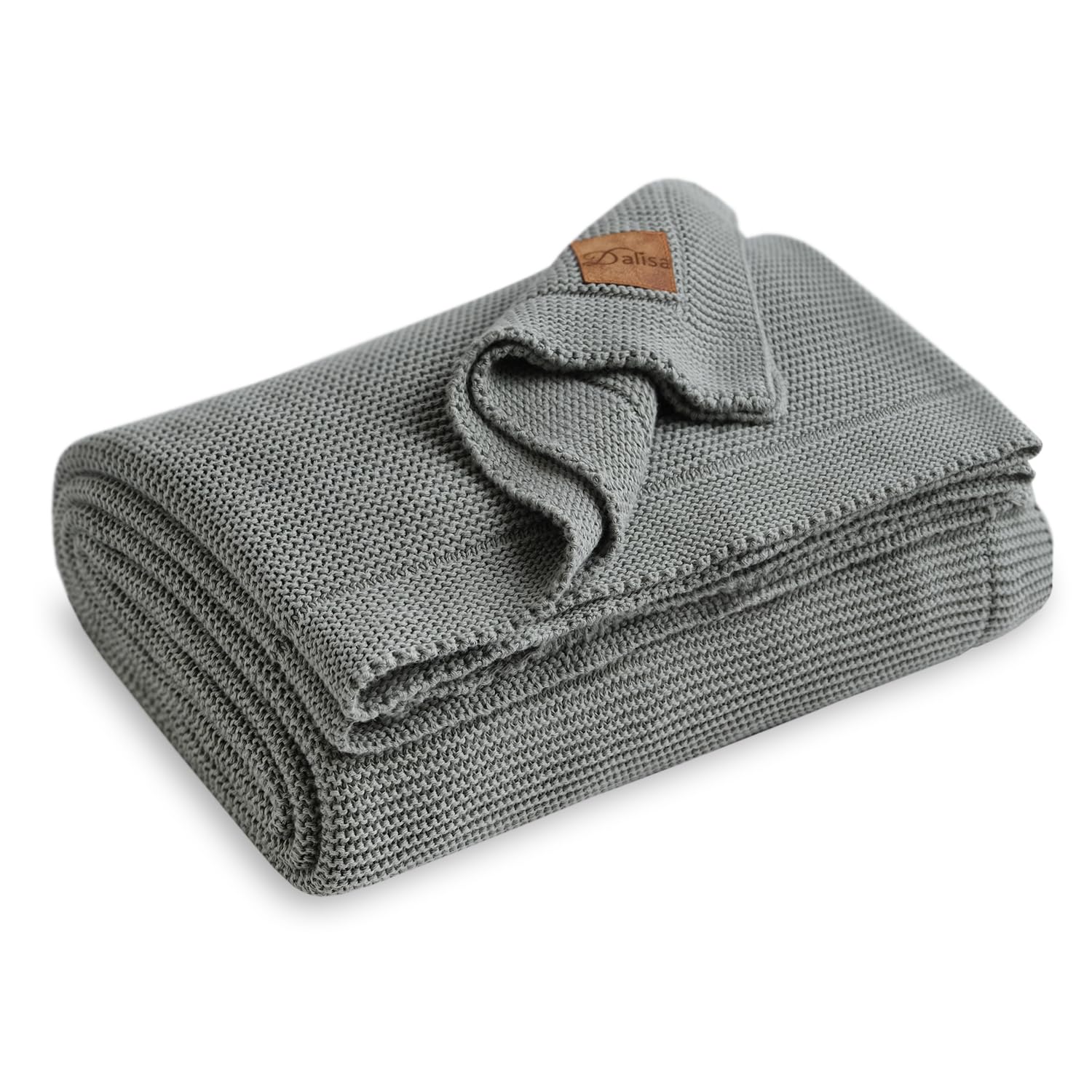 Dalisa Organic Turkish Cotton Throw Blanket 130 x 150 cm, Green – GOTS Certified, Soft Knit for Sofa & Bed, Boho Vintage Design, Machine Washable