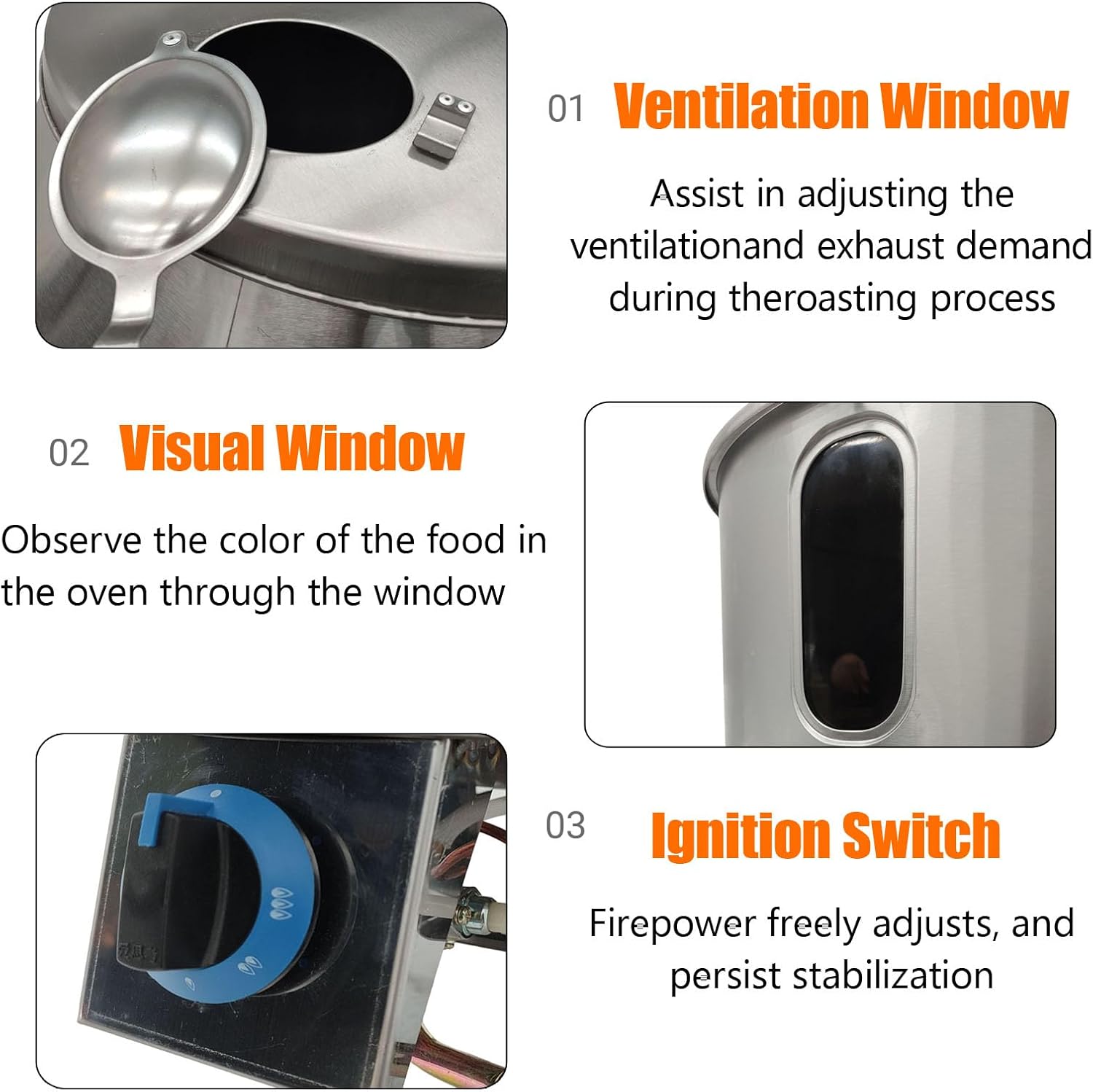 TECHTONGDA Chicken Duck Roaster LP Gas Roast Duck Oven, Stainless Steel Roast Turkey Cooker Grill with Flameout Protection Device for Barbecue Restaurant