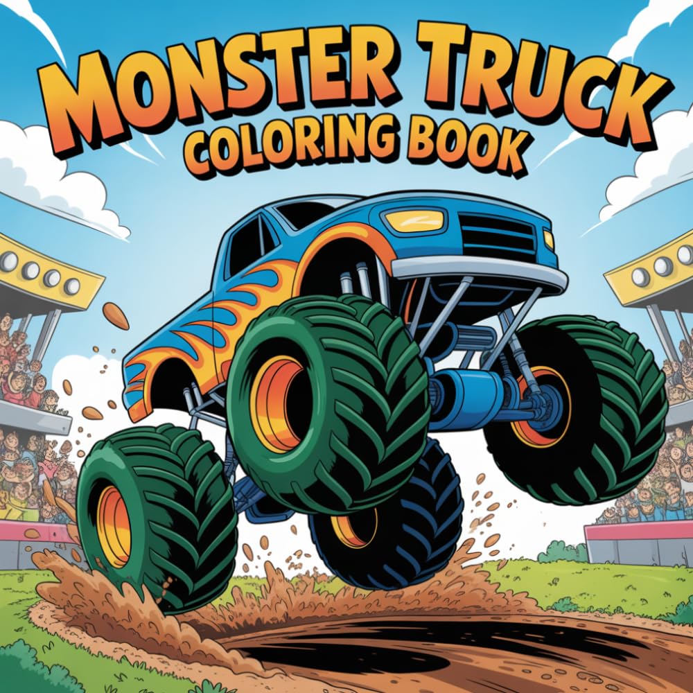 Monster Truck Coloring Book For Toddlers: Big, Simple and Easy Monster Truck Illustrations for Kids