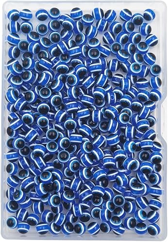 Miniatura 1 de INSPIRELLE 300 cuentas redondas azules de resina turca de ojo turco de 0.236 pulgadas para hacer joyas, pulseras y manualidades