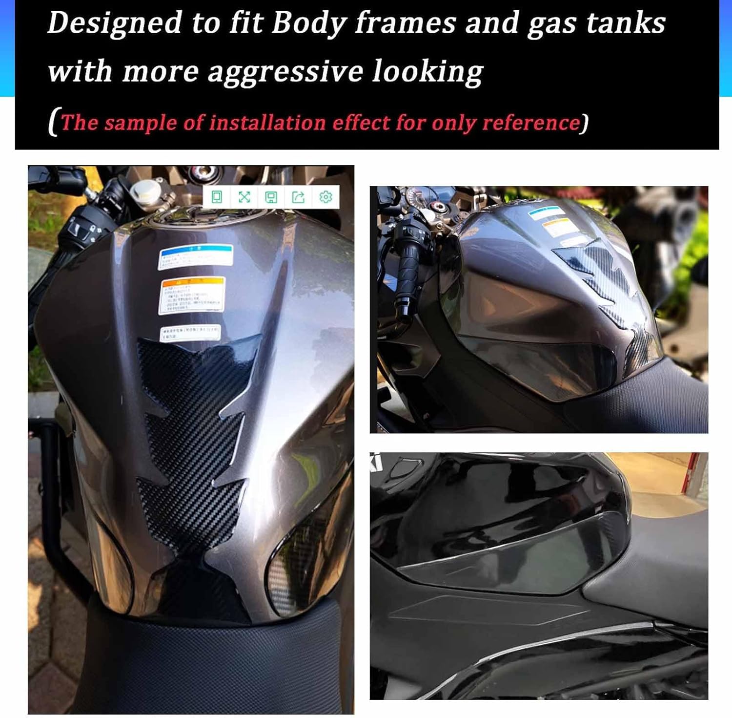Motorcycle Tank Pad Protector Sticker Knee Grip Traction Side Stickers Compatible with Ka-wa-sa-ki Ninja400 Z400 Ninja 400 Z400 2018 2019 2020 2021 2022 2023