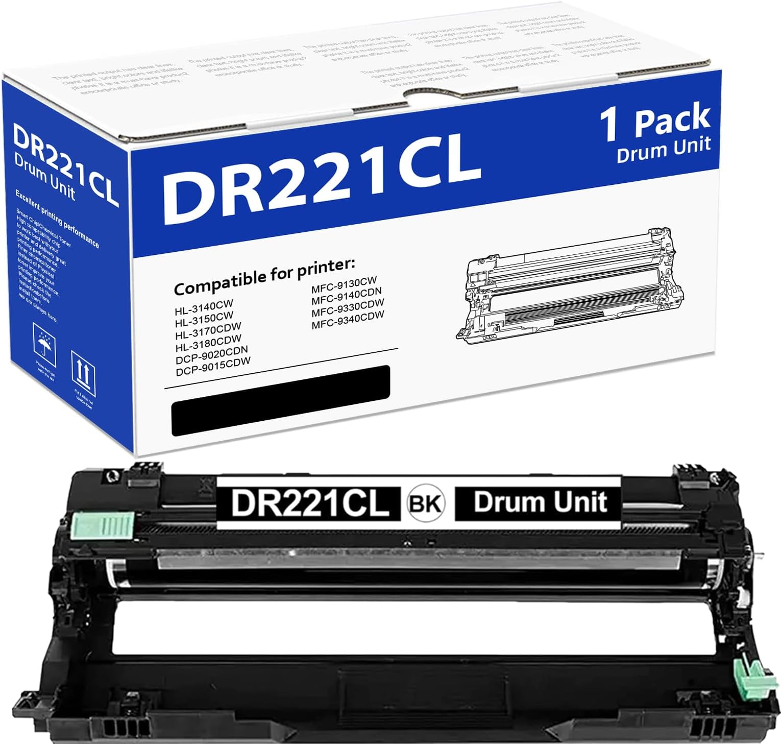 DR221CL Drum Unit Replacement for Brother DR-221CL DR 221CL Black Drum Unit for HL-3140CW HL-3150CDN MFC-9130CW HL-3170CDW MFC-9330CDW MFC-9340CDW MFC-9140CDN Printer Drum Unit (1 Pack )