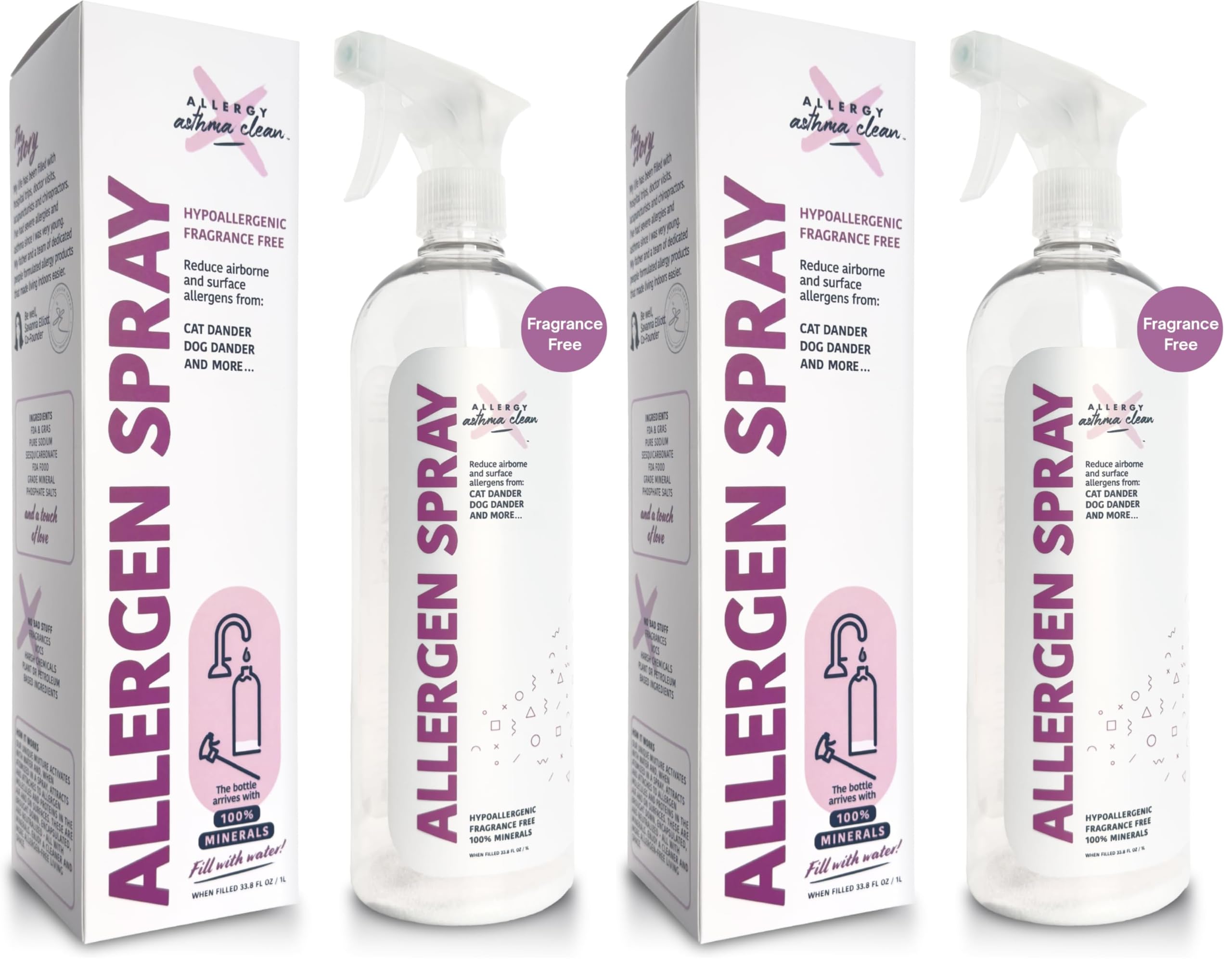 Allergy Asthma Clean Allergen Spray, Over 33oz (Pack of 2)