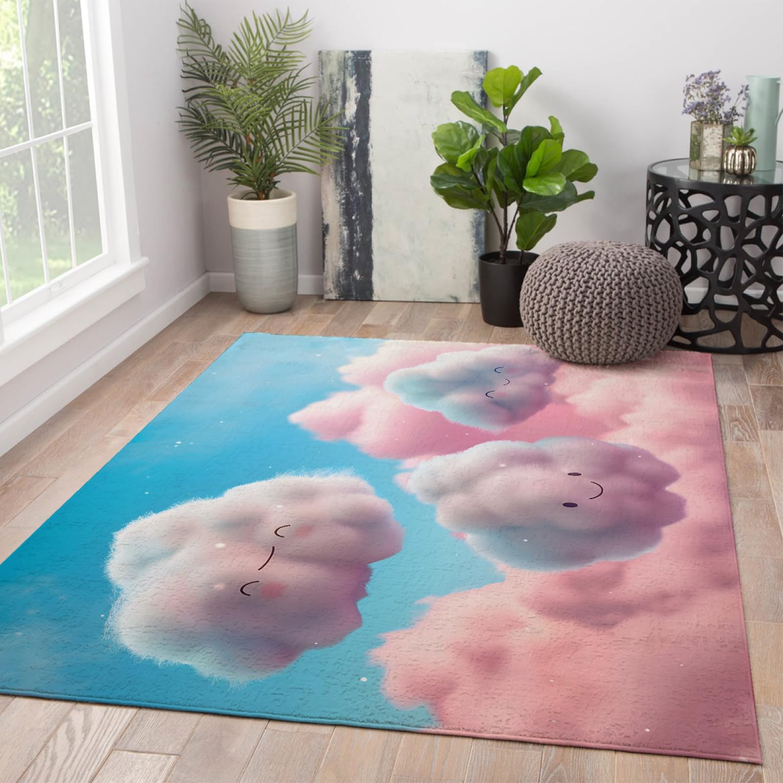 Tappeto caldo e morbido per la cameretta dei bambini Tappeto a forma di nuvola carina pelo basso lavabile in lavatrice Tappeto per ragazze per stanza dello studio della scuola materna 120x150cm