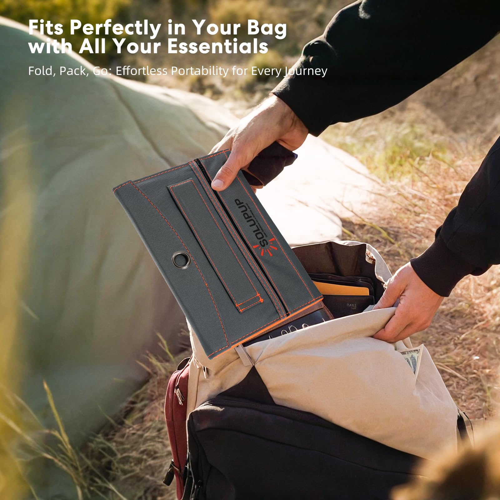 Cargador solar portátil mejorado de 30 W, banco de energía de 10000 mAh, cargador de batería plegable de 5 V 3 A para camping, senderismo, mochileros, viajes al aire libre, compatible con tableta y