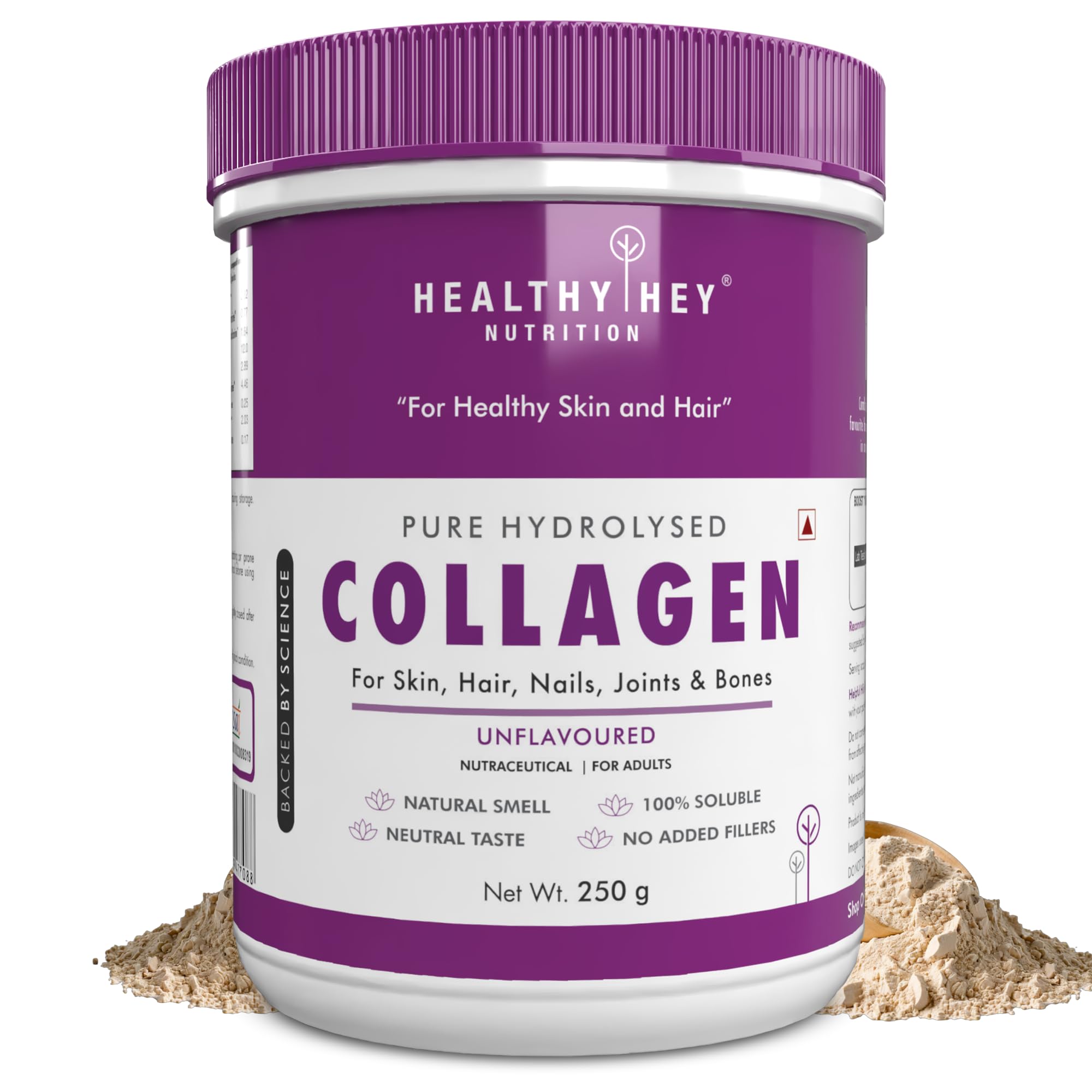 Collagen Powder|Collagen Supplement for Glowing Skin|Pure Hydrolysed Collagen Powder for Women & Men|Unflavoured - Pack of 1-250 grams