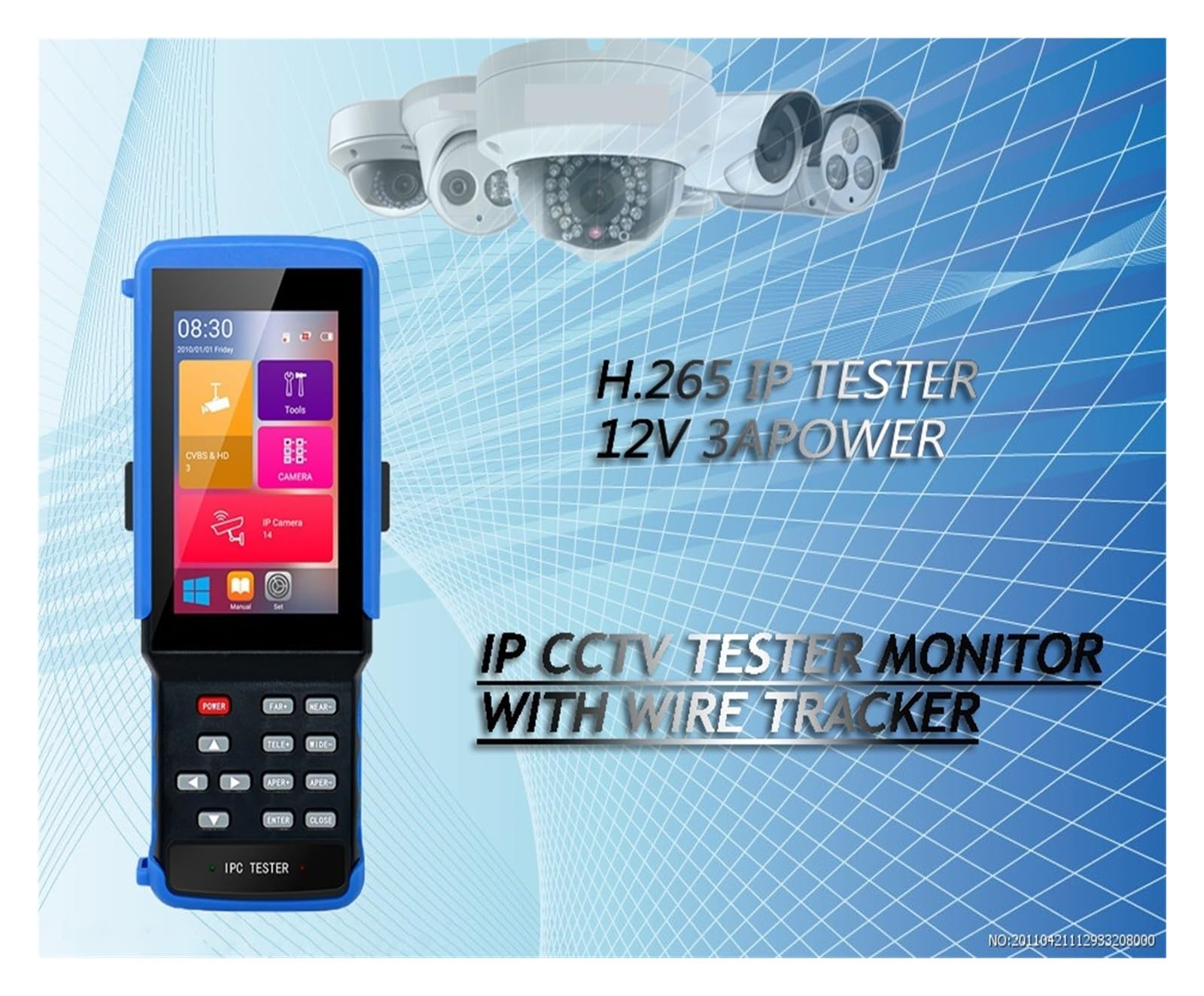 CCTV Tester Monitor, IPC9310 Tester for telecamera IP da 4 pollici Monitor Buit In Support 8MP CVI TVI 5MP AHD CVBS CCTV Strumento di test for cavi UTP portatile(Tester only)