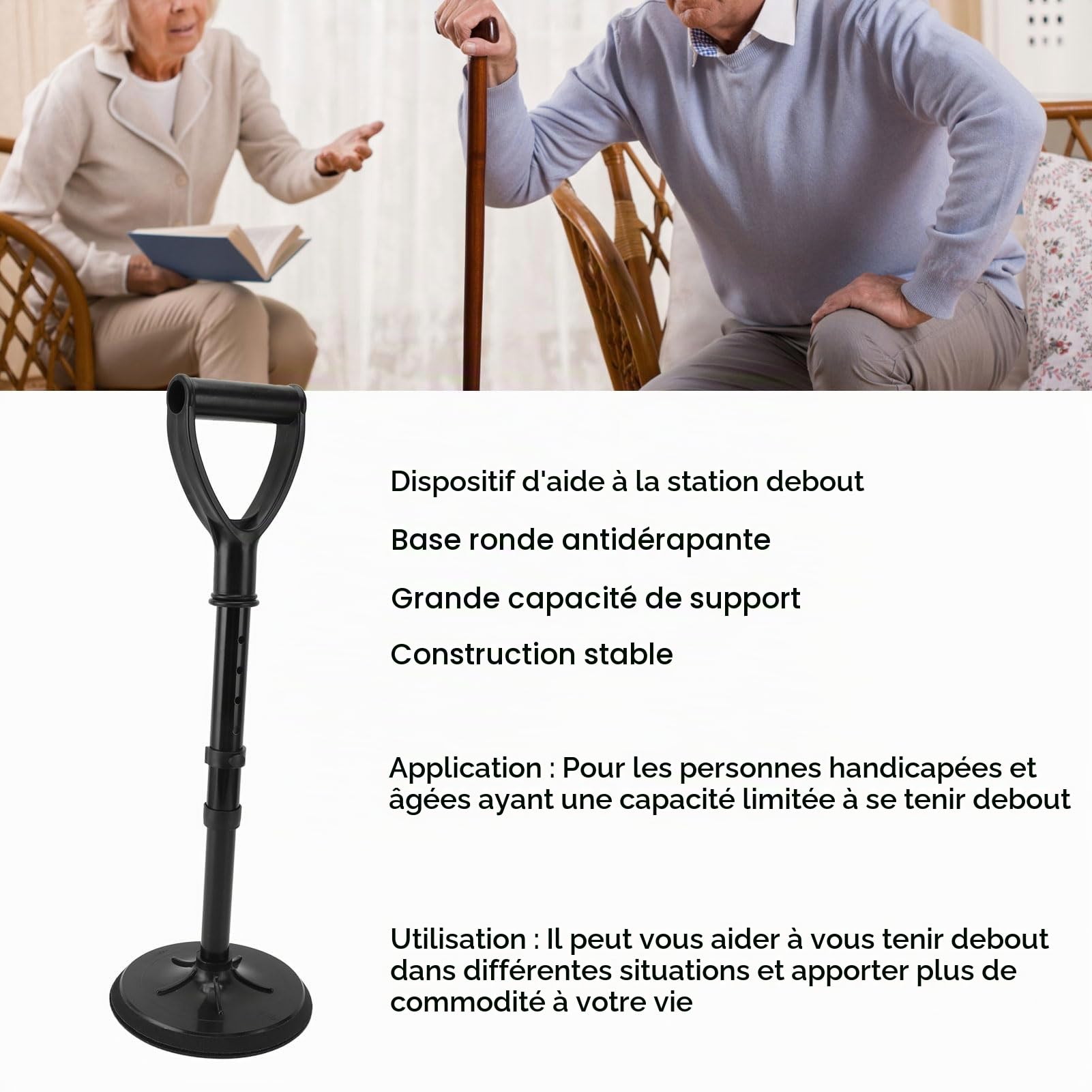 Aide à Se Lever du Sol, Aide à la mobilité Portable et Réglable avec Base Antidérapante, Dispositifs pour Aider les Personnes âgées à Se Lever du Sol, élévateur D'assistance au