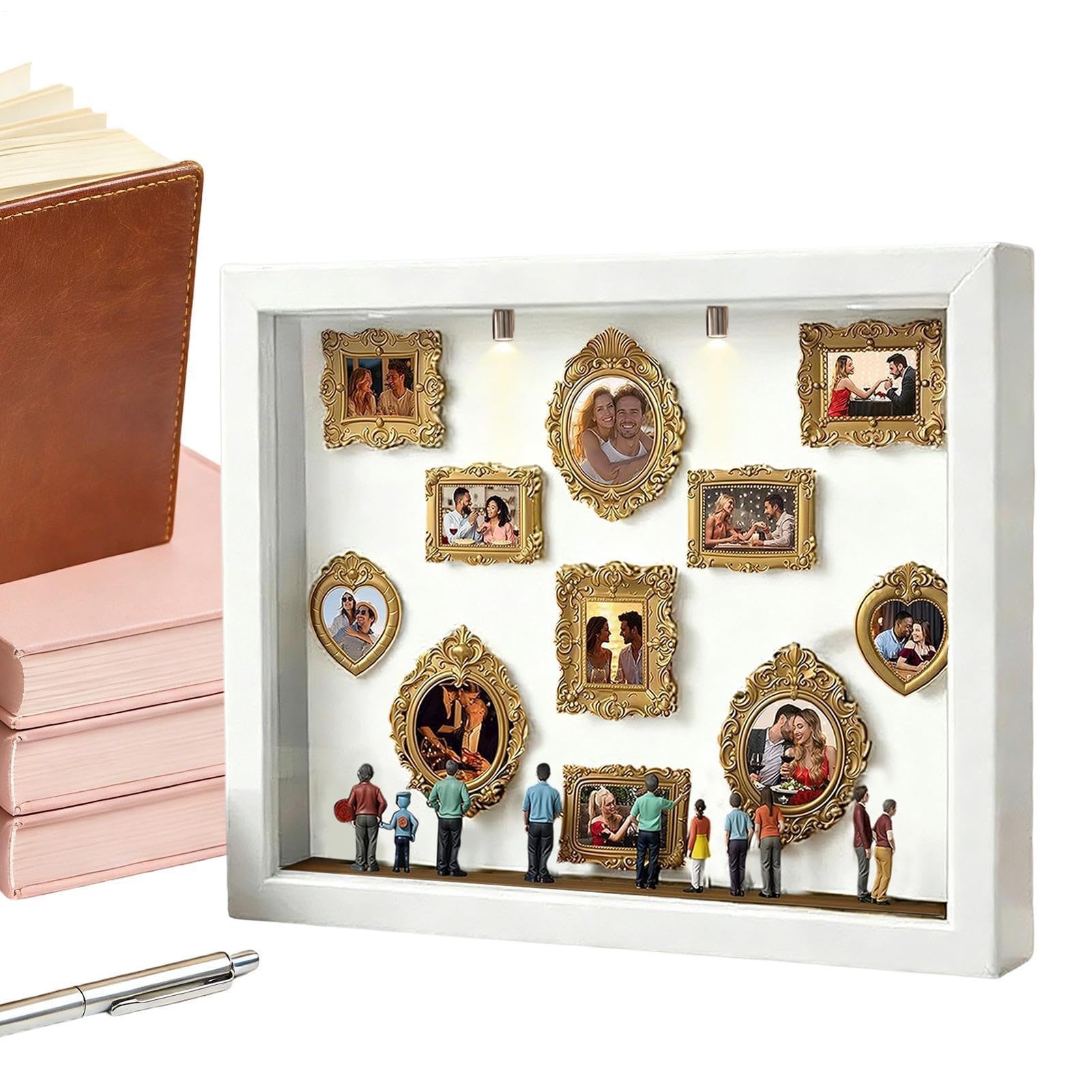 Boîte de rangement pour photos souvenirs LED avec 11 mini cadres pour décorer vos fêtes