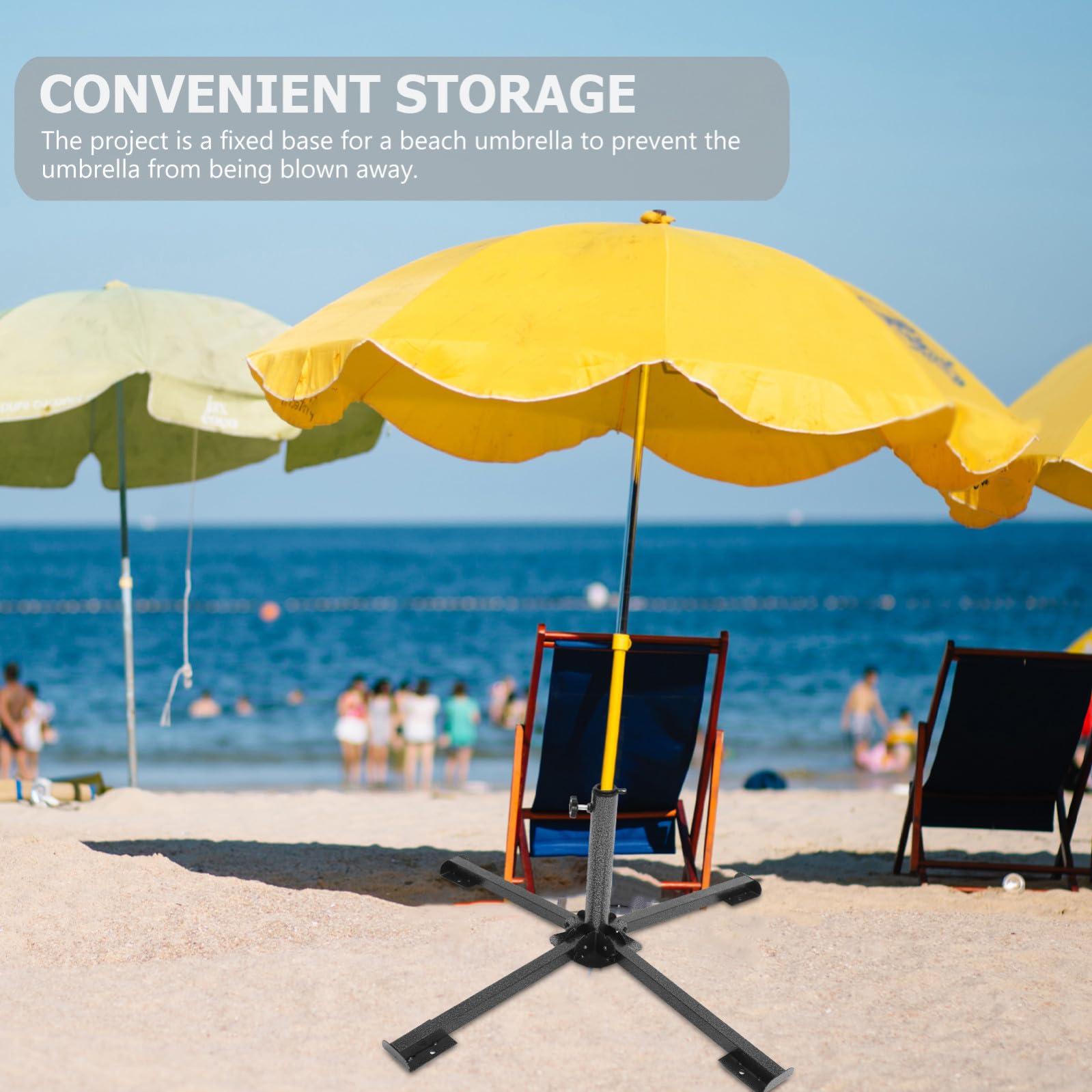 TEHAUX Supporto Portaombrellone da Esterno in Ferro Nero Design a 4 Piedi, Base Portaombrellone Portatile per Ombrelloni da Spiaggia e Giardino, per Creare Un'atmosfera Estiva