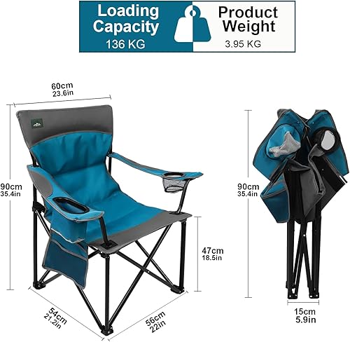 Miniatura 3 de Northroad Silla plegable de campamento resistente para exteriores, silla plegable de hasta 300 libras para senderismo, picnic, patio, playa, pesca