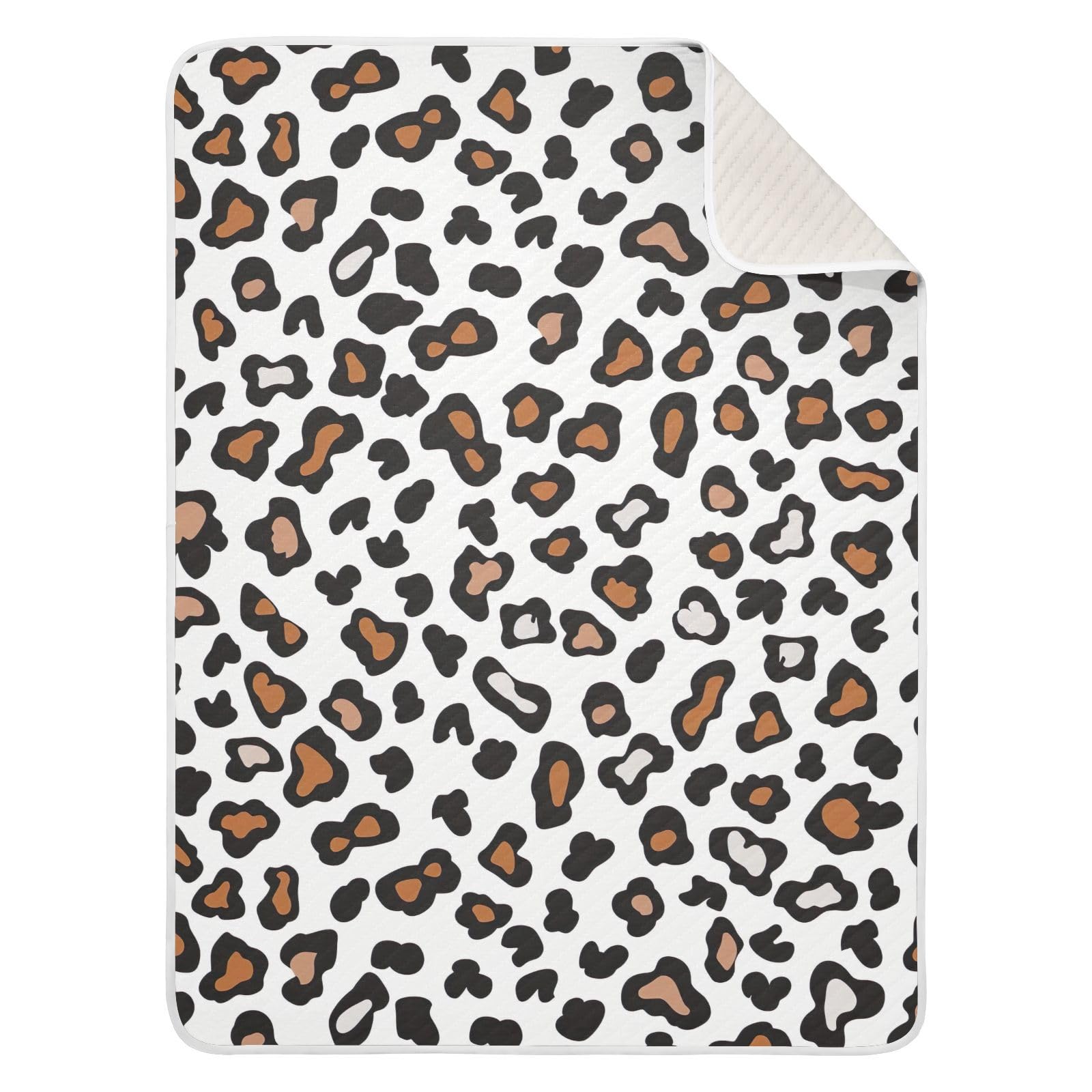 Lyeorm Leopard Print Baby Blanket for Boys Girls - Soft Warm Receiving Swaddle Blanket for Toddler Newborn Crib Stroller, 30 x 40 Inch