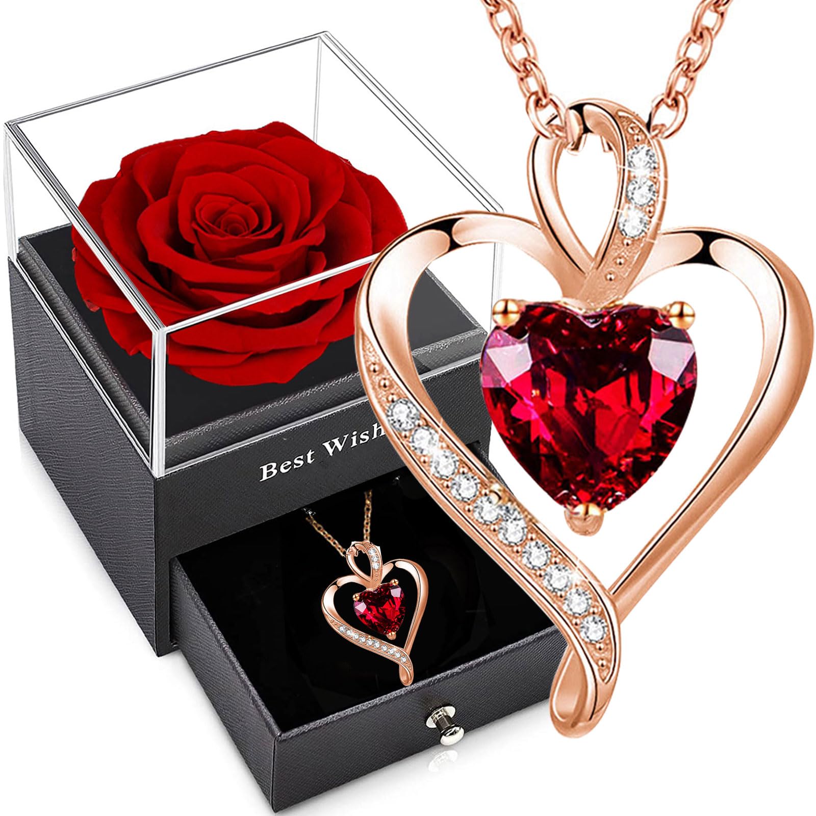 Konservierte Rose Halskette - Ewige Blume Schmuck Geschenk Für Mama