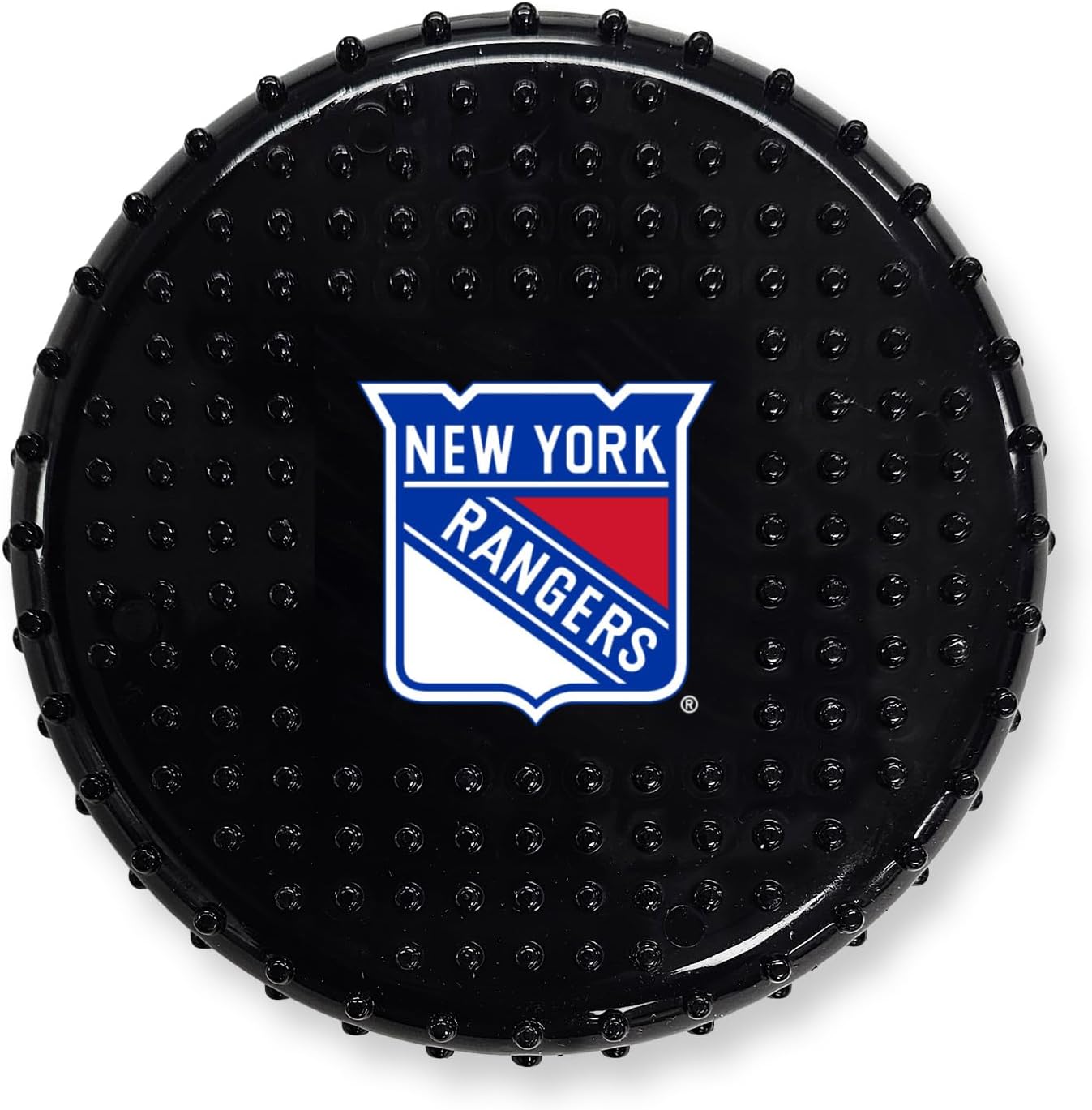 Pets First NHL NY Rangers Hard-Nylon Bacon-Flavored Hockey-Puck Chew Toy, Indestructible Dog and Cat Chewy Toy, Tug, Fetch Toy, Sporty Fun Toy for Dogs
