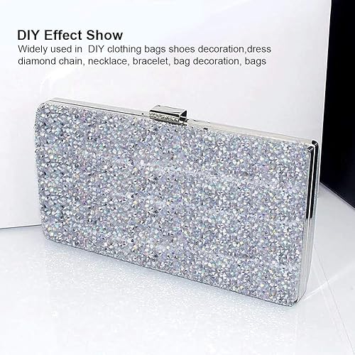 Miniatura 6 de Cinta de diamantes de imitación de cristal plateado TOPINCN brillante cinta de malla con diamantes de imitación para decoración de eventos, 1 yarda