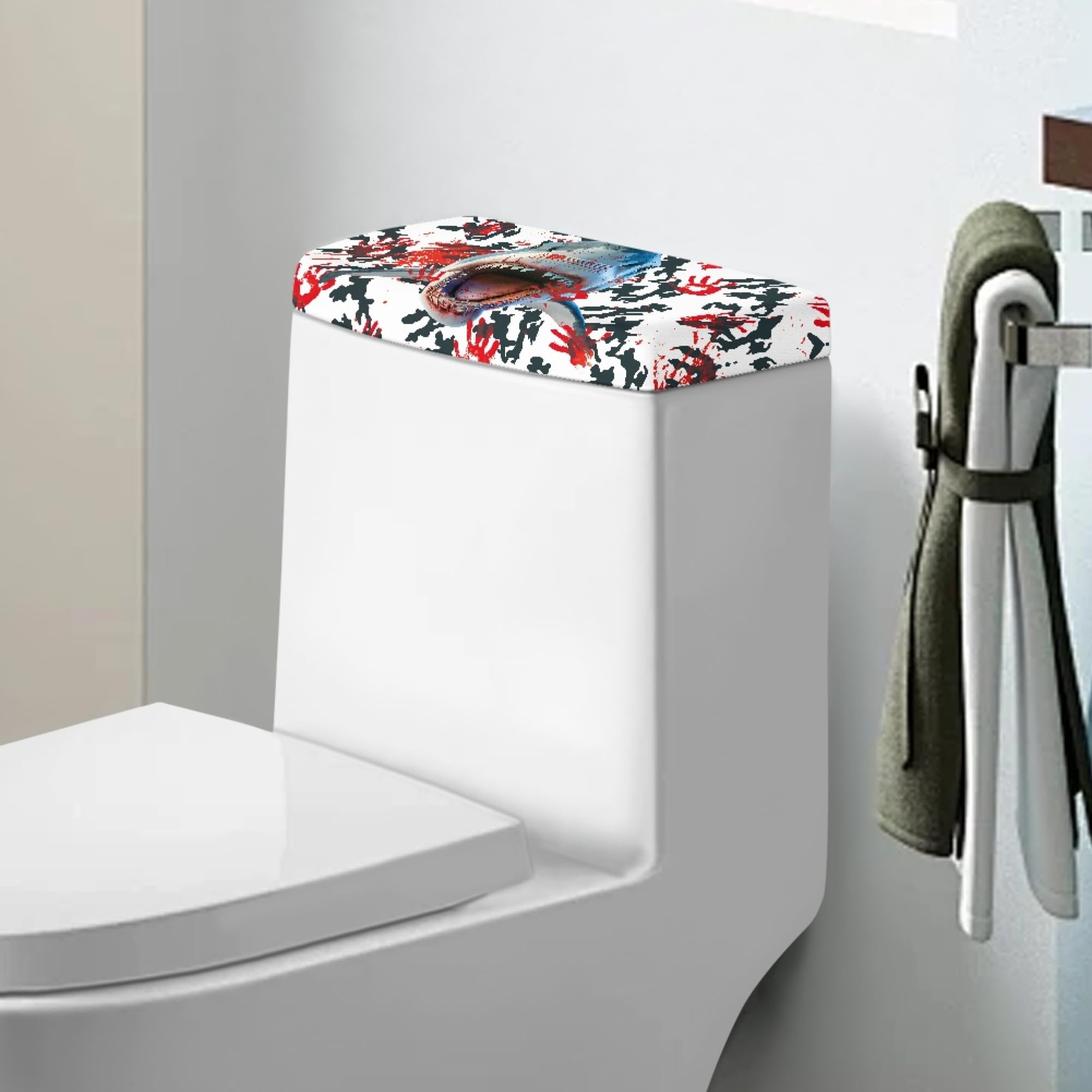 Zanxiantu Cool Shark Toilet Tank Cover Soft and Absorbent Toilet Tank Lid Cover Toilet Tank Lid Replacement Toilet Tank Protector Cover Bathroom Home Indoor Decor