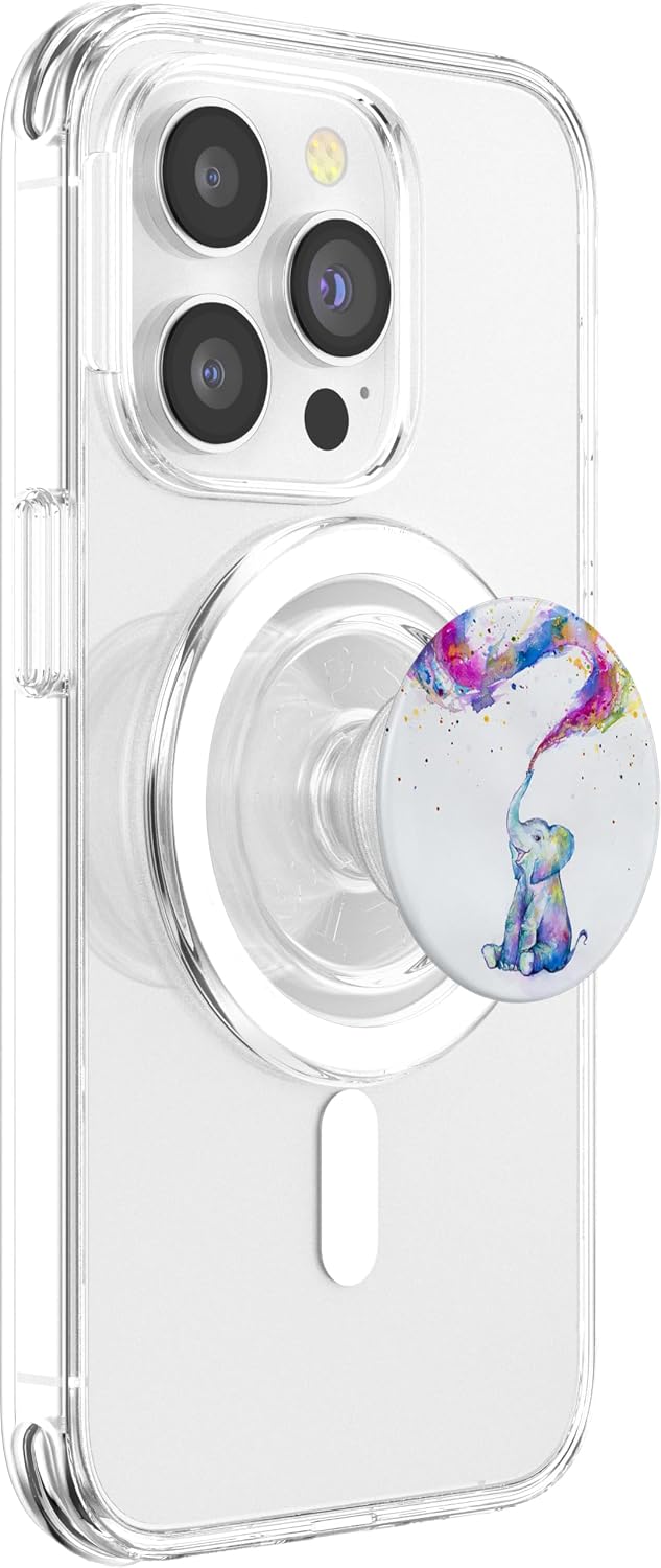 Cute Baby Elephant Watercolor Rainbow Drawing Phone Grip PopSockets PopGrip for MagSafe
