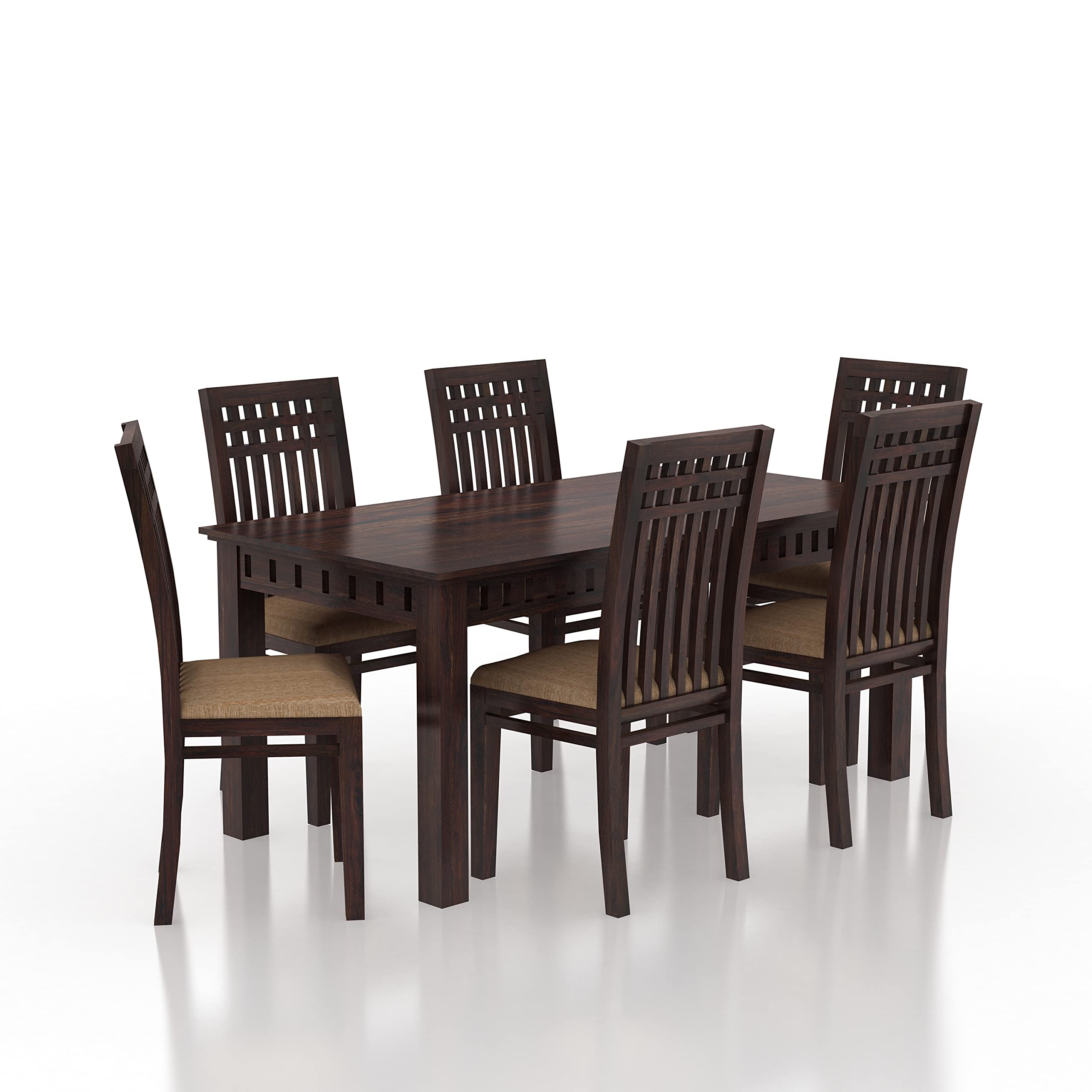 Ganpati Arts Solid Sheesham Wood Armania 6 Seater Dining Table Set with 6 Cushion Chairs for Dining Room Home Office Wooden Living Room Furniture - Walnut Finish 1 Year Warranty (B09SKC5VTZ) Amazon Price History, Amazon Price Tracker