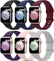 Vista 17 de Paquete de 6 correas deportivas compatibles con Apple Watch de 38mm 40mm 41mm 42mm 44mm 45mm 49mm 46mm, correa impermeable de silicona para iWatch