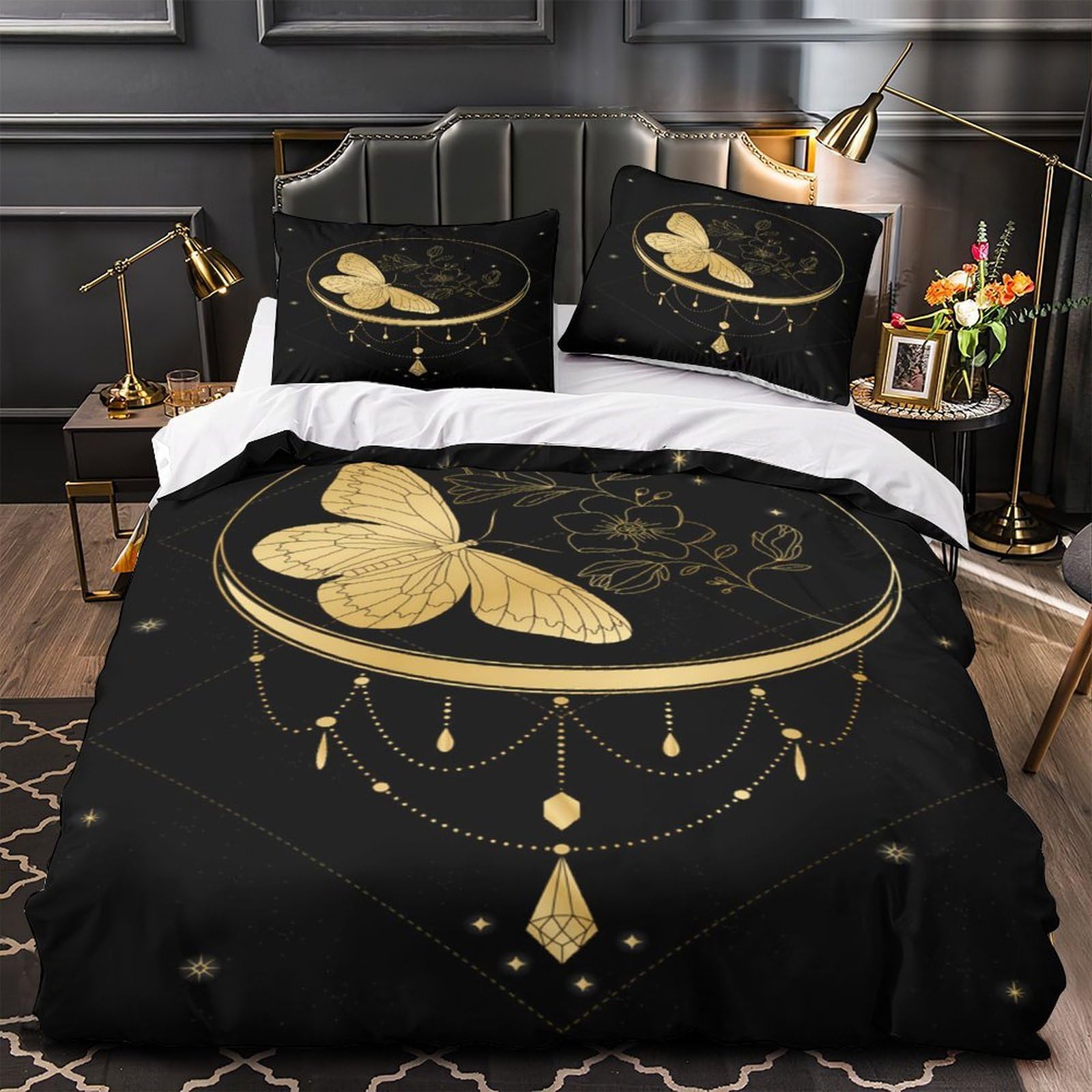 Parure de lit respirante et ultra douce en microfibre résistante 3D floral pour hommes