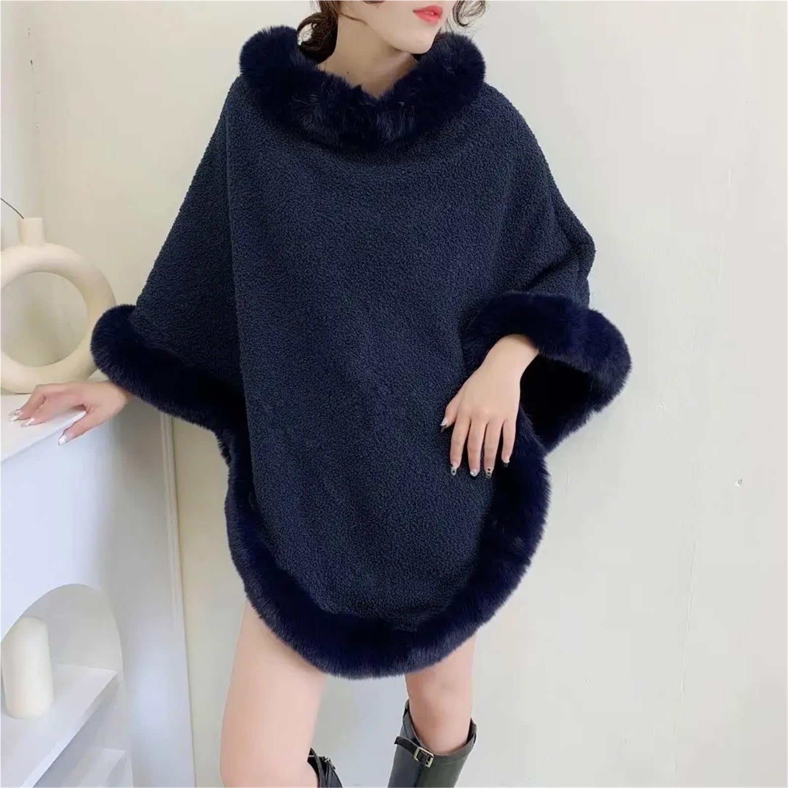 Poncho Donna Poncho da Donna Autunno Inverno, Spesso, in Velluto Granulato, Caldo, Scialle da Donna.