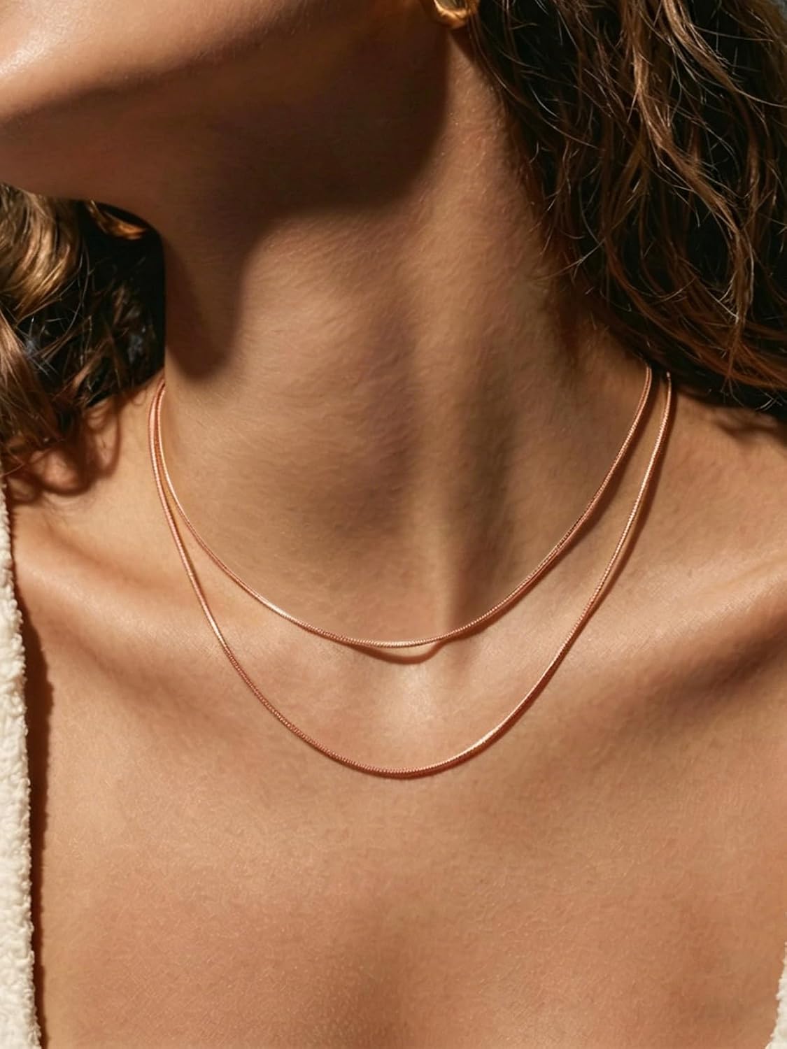 KeyStyle Round Snake Chain Necklace for Women, 14K Gold Plated/Rose Gold/Silver/Black, 316L Stainless Steel, 1/1.2/1.5/2mm, 14/16/18/20/22/24/26/28/30" with 2" Extender, Hypoallergenic Jewelry Gift