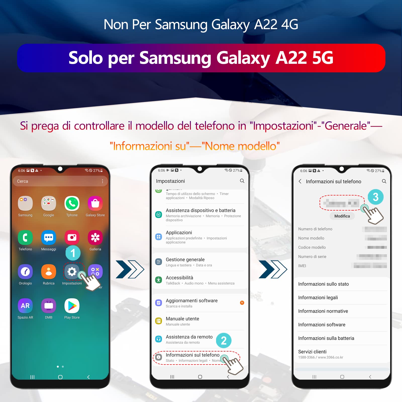 RongZy LCD Schermo per Samsung Galaxy A22 5G A226 SM-A226B SM-A226B/DS Display Digitizer Assembly Vetro di Ricambio Touch Screen con Strumenti(Nero con Cornice)