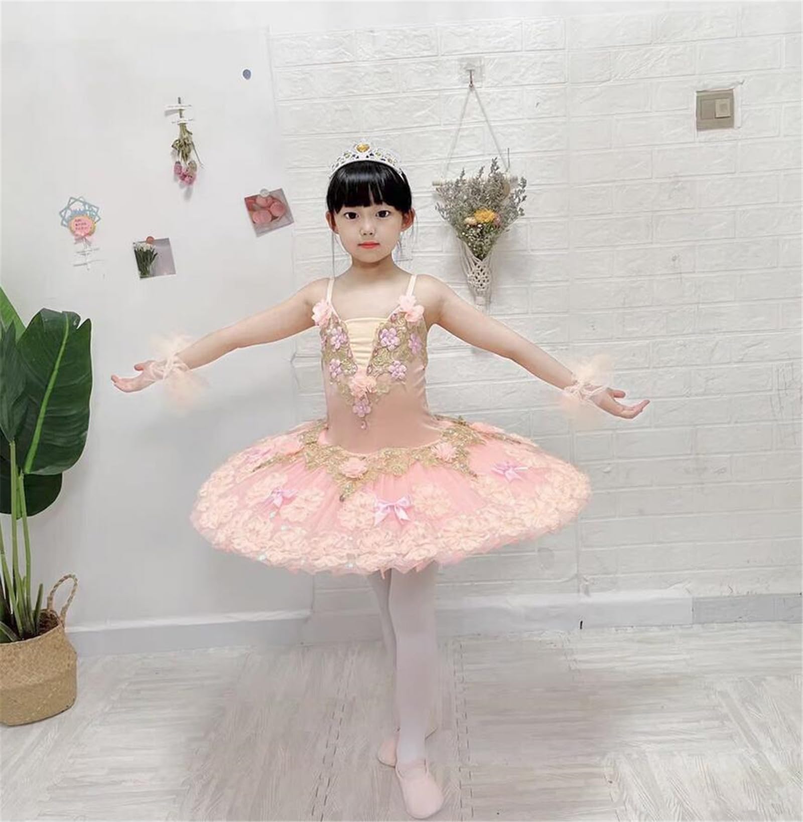 Mädchen Ballett-Tutu Tüllkleid Ärmellos Trikot Schwanensee Ballerina Bühnentanz Wettbewerb Kostüm Übungstanzkleidung (A3483)